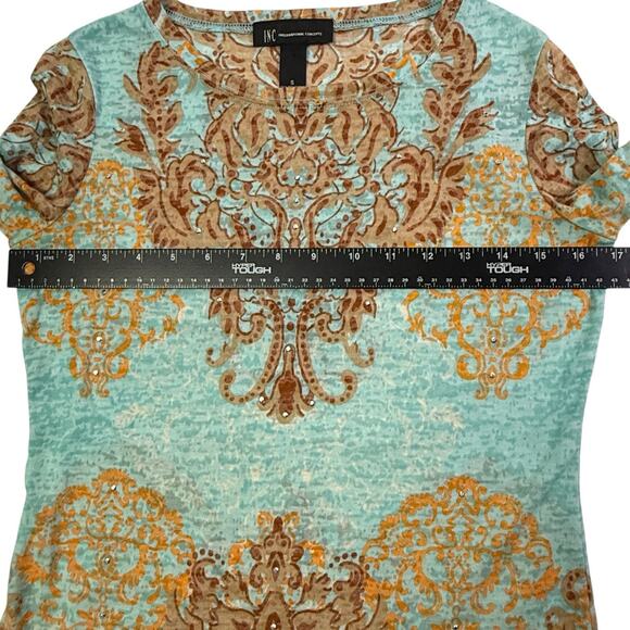 Vtg Y2k INC Burnout Sheer Top S Aqua Baroque Whimsigoth Fairy Going Out Festival - Picture 5 of 9